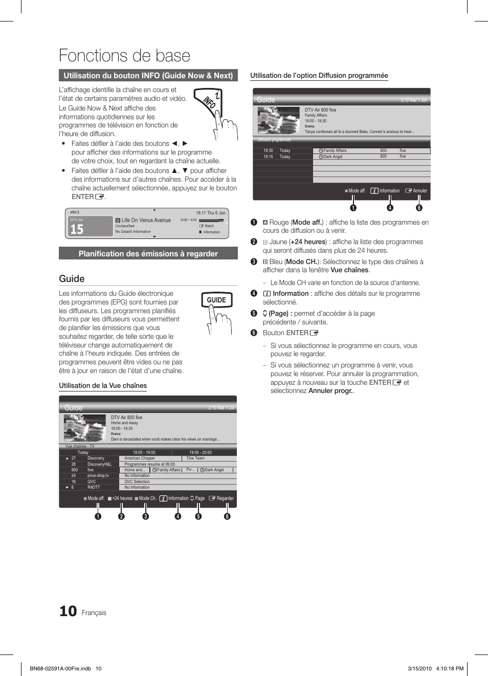 Fonctions de base, Guide | Samsung LE19C451E2W User Manual | Page 88 / 158
