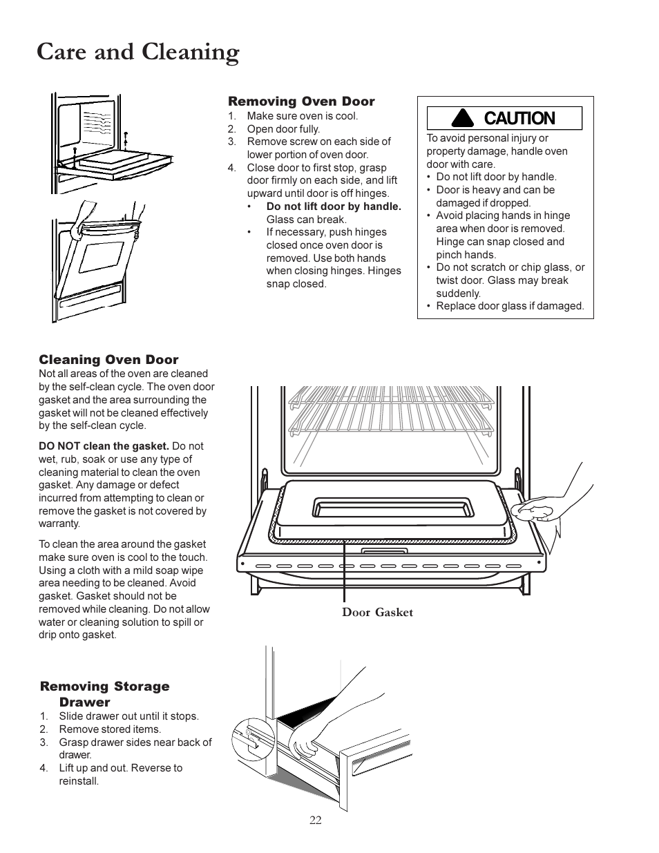 Care and cleaning, Caution | Amana ACS7280A User Manual | Page 22 / 28