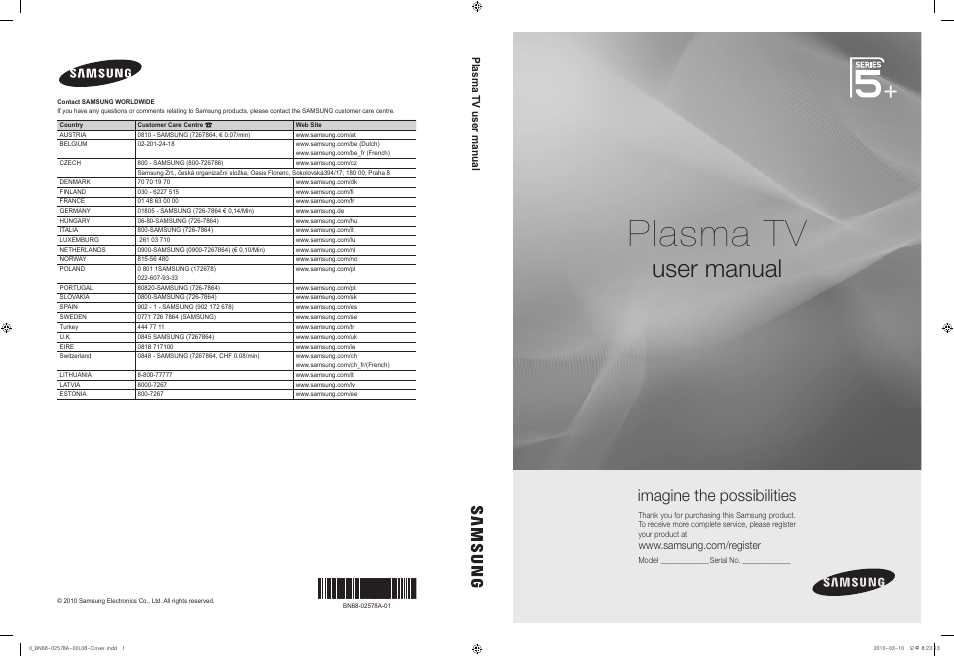 Samsung PS50C551G2W User Manual | 452 pages