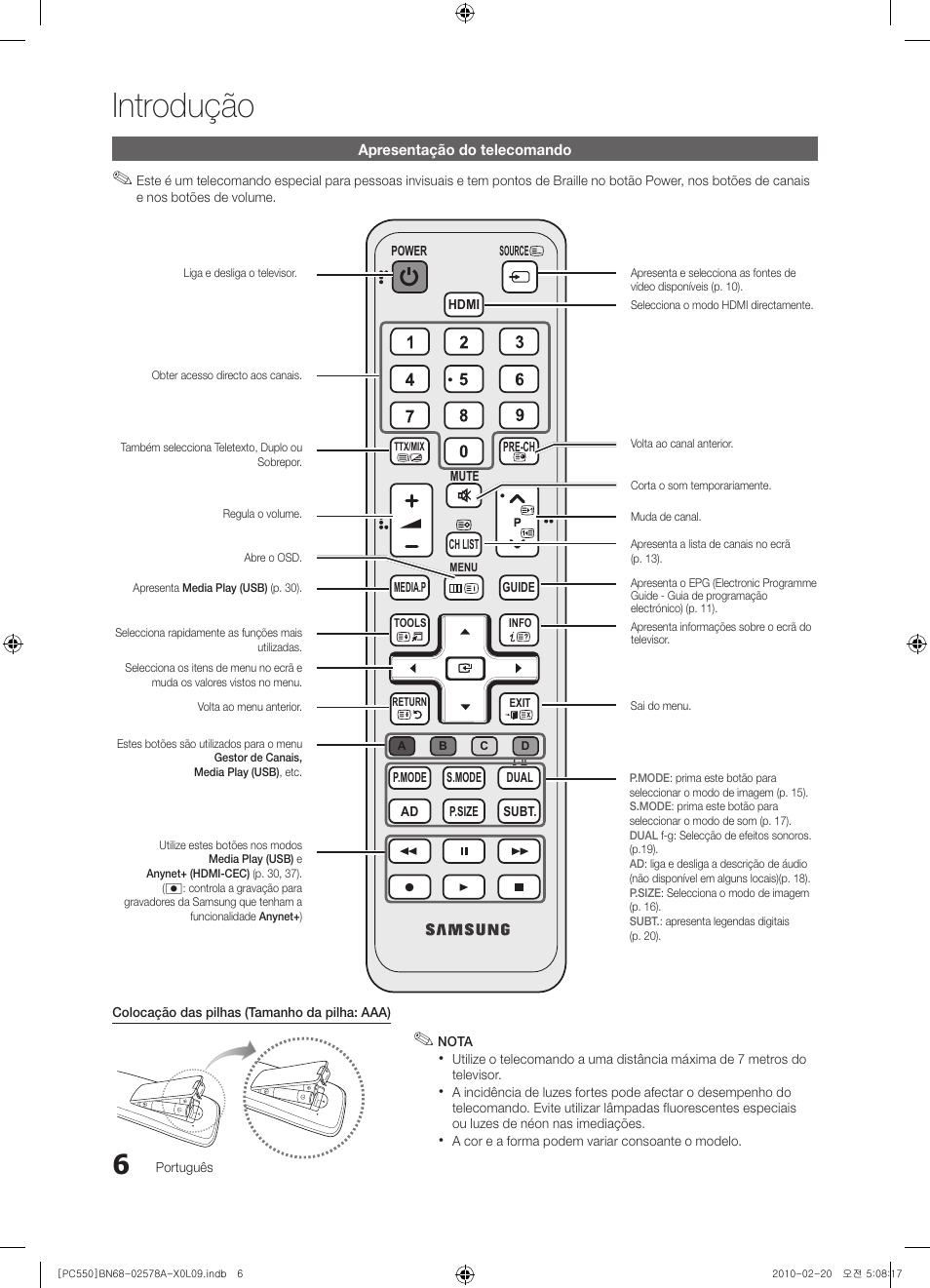 Introdução | Samsung PS50C551G2W User Manual | Page 306 / 452