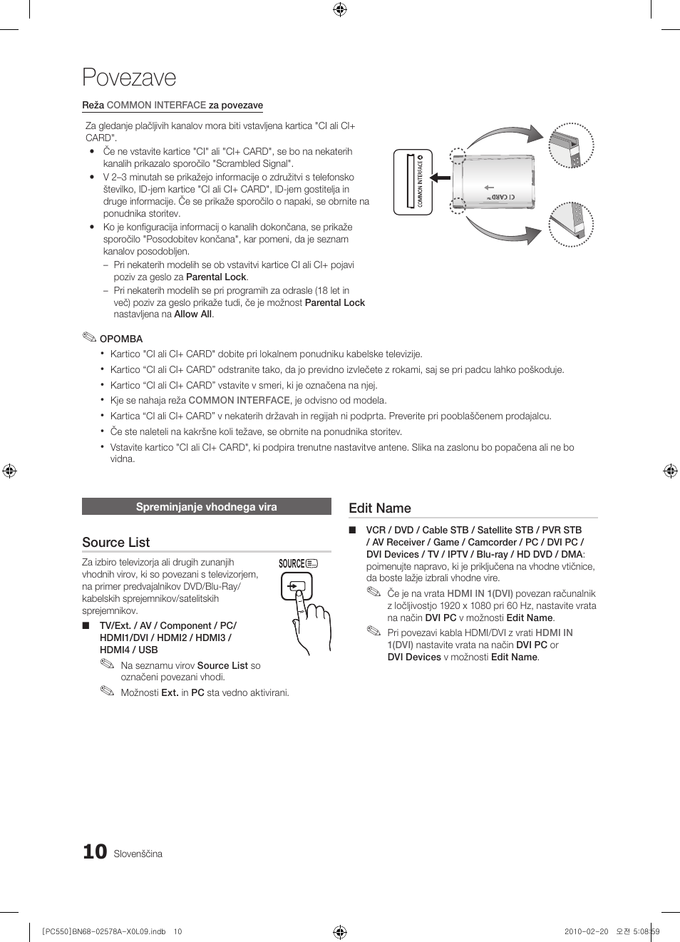 Povezave | Samsung PS50C551G2W User Manual | Page 360 / 452
