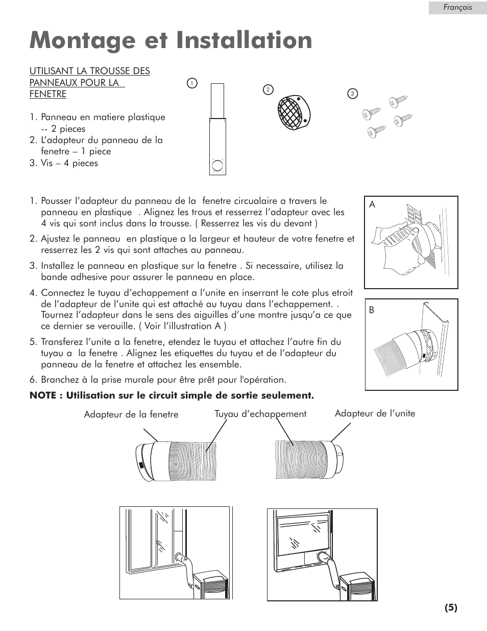 Montage et installation | Amana AP076E User Manual | Page 16 / 32