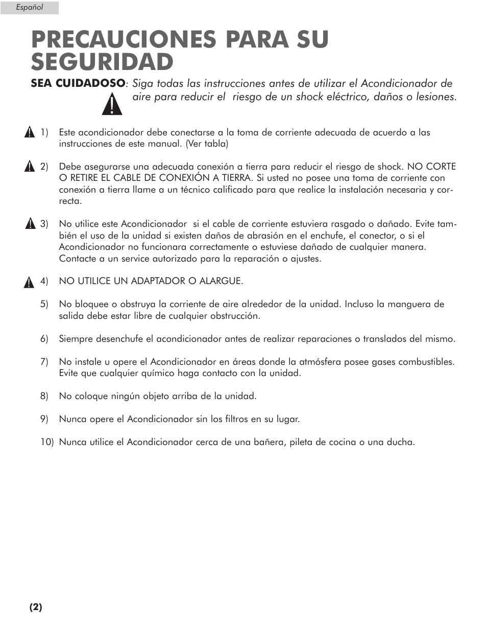 Precauciones para su seguridad | Amana AP076E User Manual | Page 23 / 32