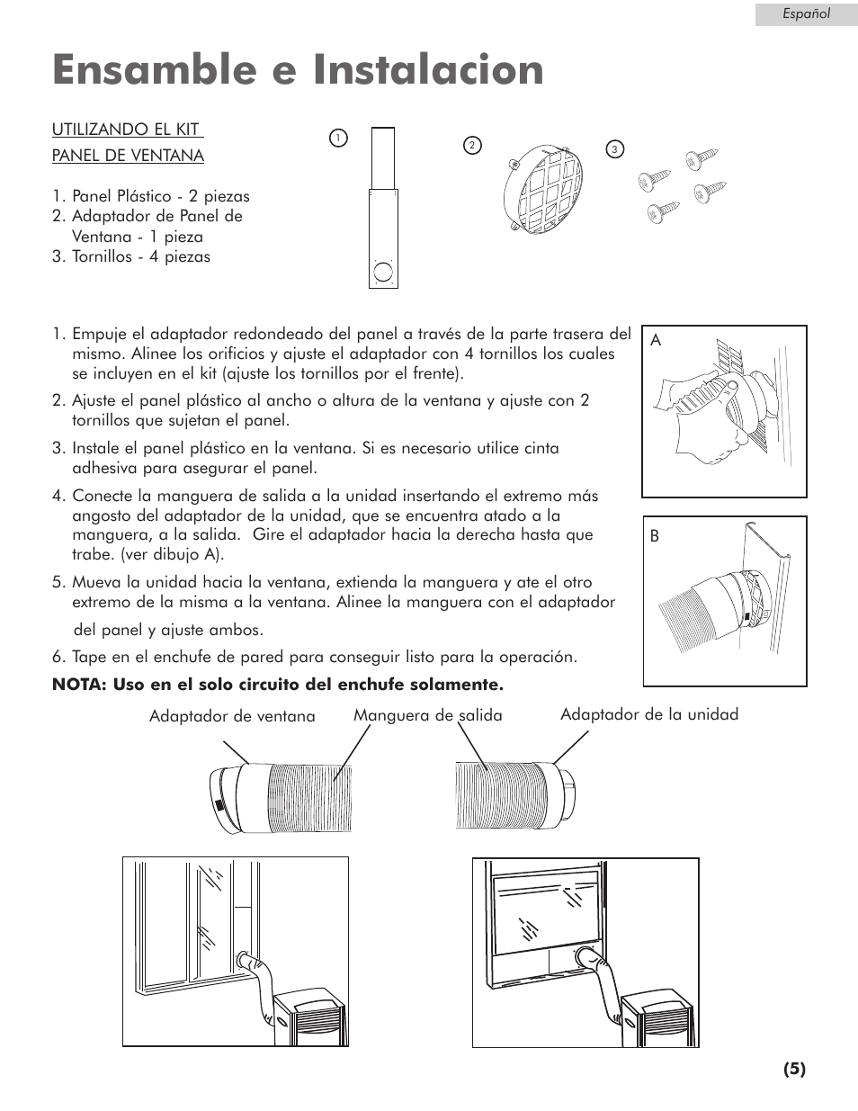 Ensamble e instalacion | Amana AP076E User Manual | Page 26 / 32