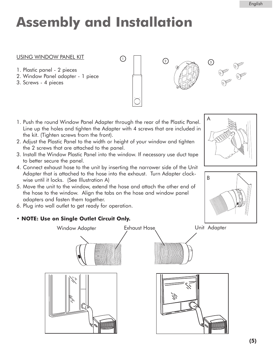 Assembly and installation | Amana AP076E User Manual | Page 6 / 32