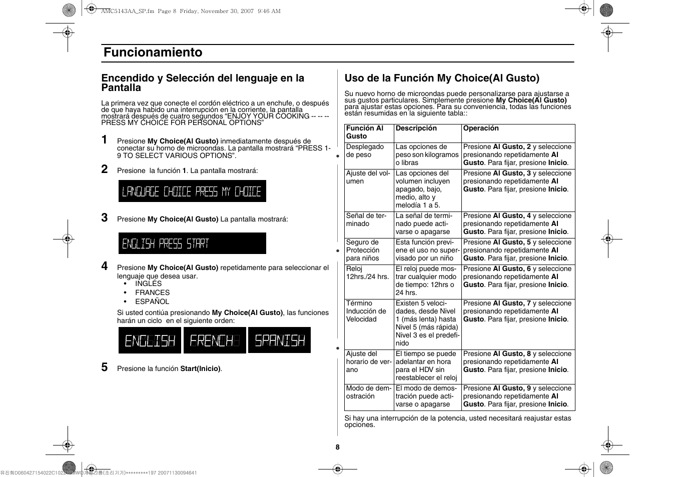 Funcionamiento | Amana AMC5143BCB/W/Q User Manual | Page 78 / 104
