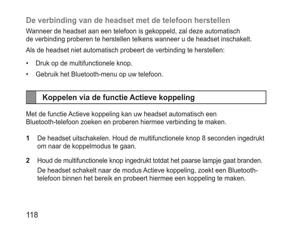 Koppelen via de functie actieve koppeling | Samsung BHM3100 User Manual | Page 120 / 133