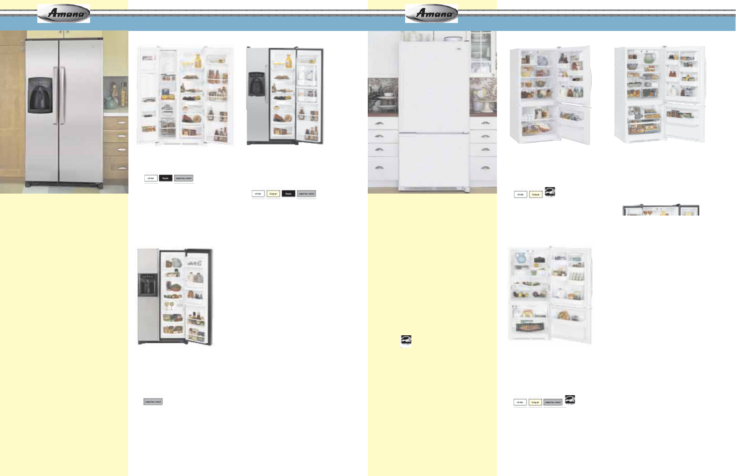 Easy reach, Refrigerators, Side-by-side cabinet-depth refrigerators | A c d 2 2 3 8 h t s, A c d 2 2 3 2 h r, A b b 1 9 2 1 d e, A b b 1 9 2 z d e, A b b 2 2 2 z d e, A b b 2 2 2 3 d e, A c d 2 2 3 4 h r | Amana AFD2535DES User Manual | Page 3 / 7