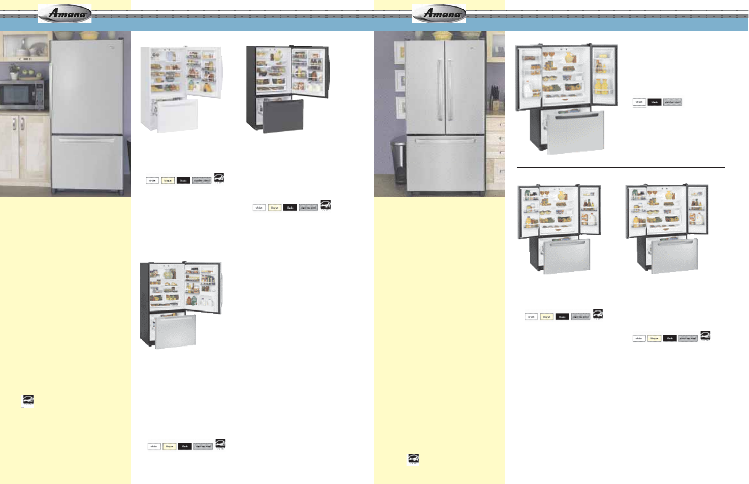 Easy reach, Plus refrigerators, French door bottom-freezer refrigerators | A b b 2 2 2 4 d e, A b d 2 2 3 3 d e, A b b 2 2 2 7 d e, A b d 2 5 3 3 d e, A f c 2 0 3 3 d r, A f b 2 5 3 4 d e, A f d 2 5 3 5 d e | Amana AFD2535DES User Manual | Page 4 / 7