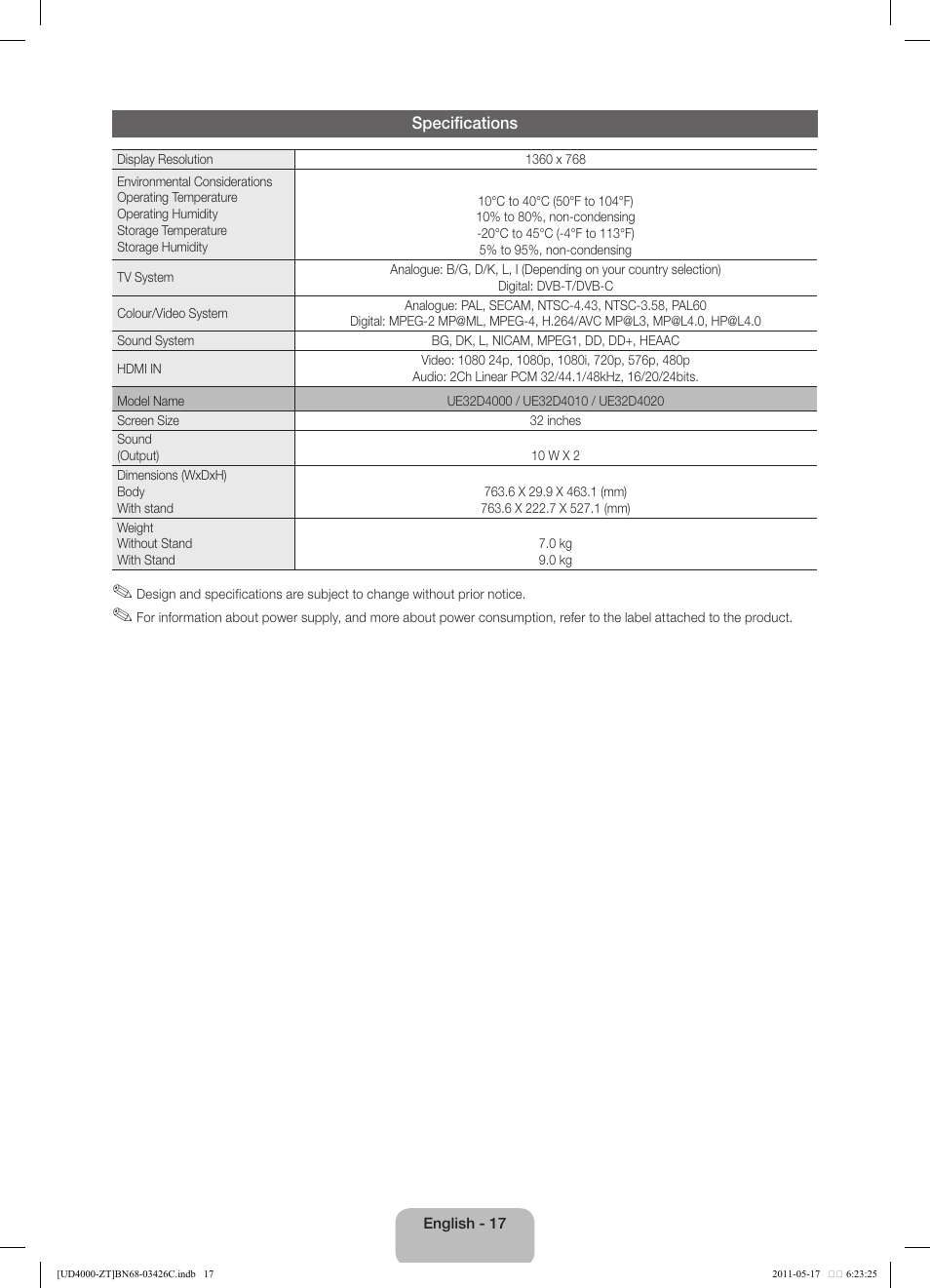 Samsung UE32D4020NW User Manual | Page 17 / 67