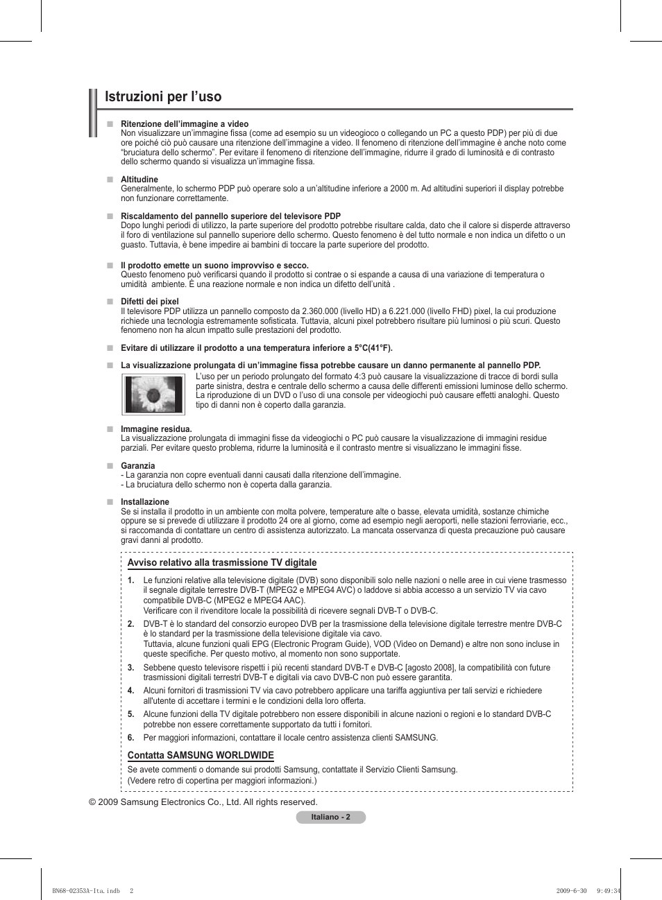 Istruzioni per l’uso | Samsung PS50B430P2W User Manual | Page 126 / 283