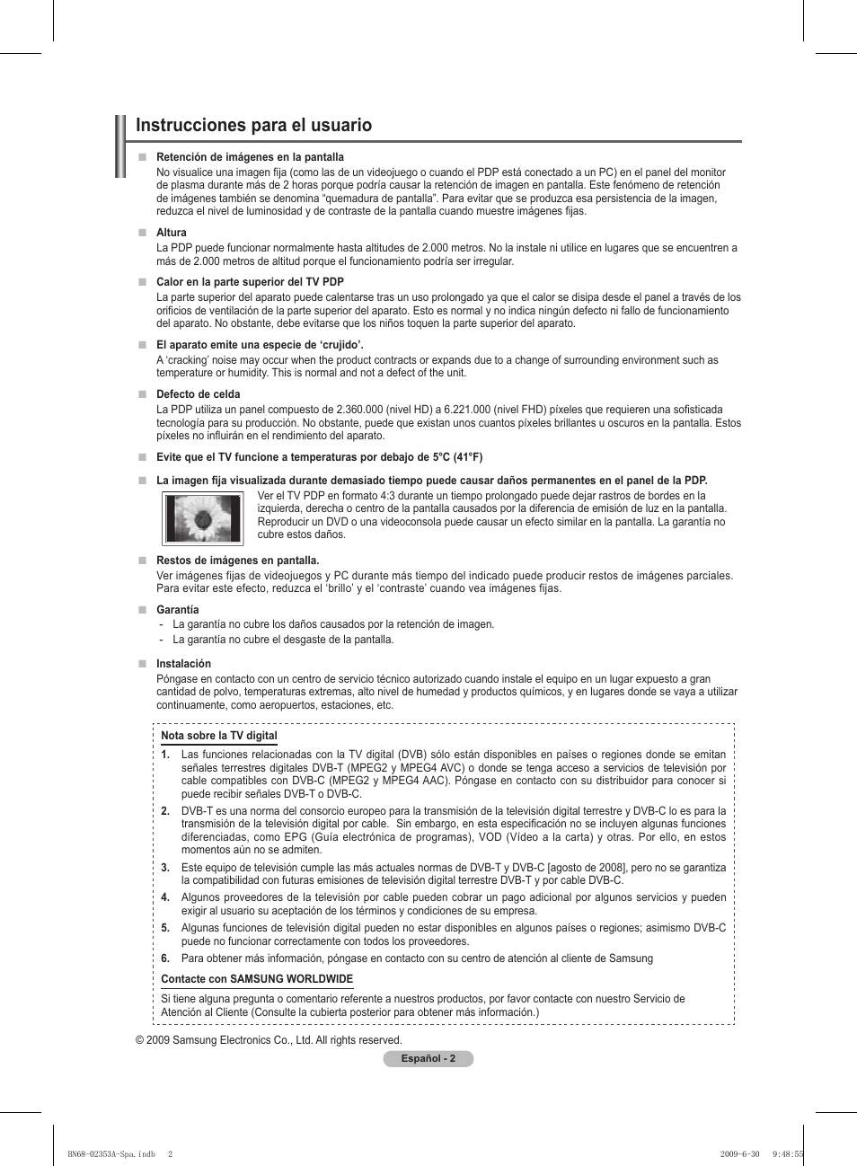 Instrucciones para el usuario | Samsung PS50B430P2W User Manual | Page 158 / 283