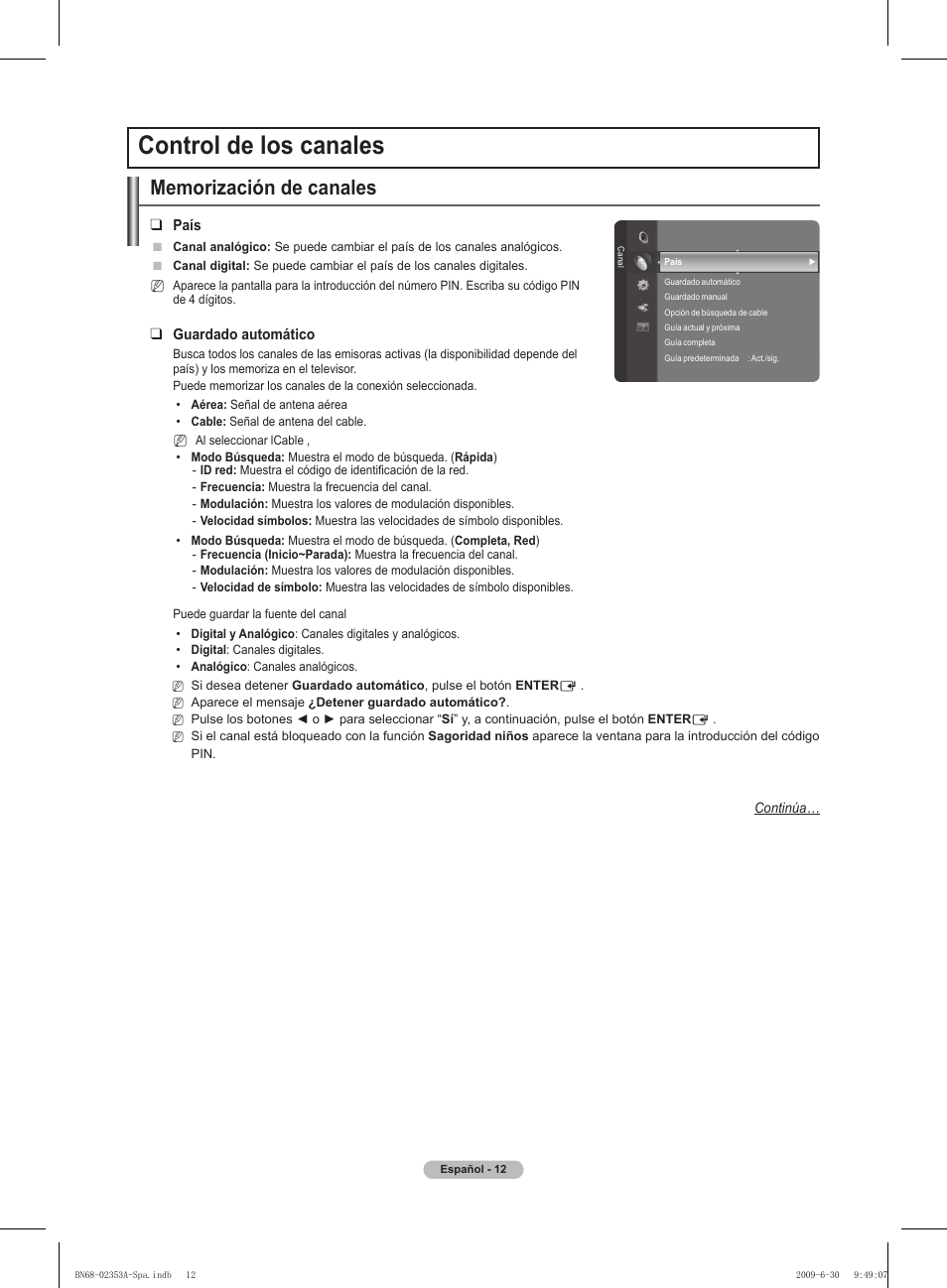 Control de los canales | Samsung PS50B430P2W User Manual | Page 168 / 283