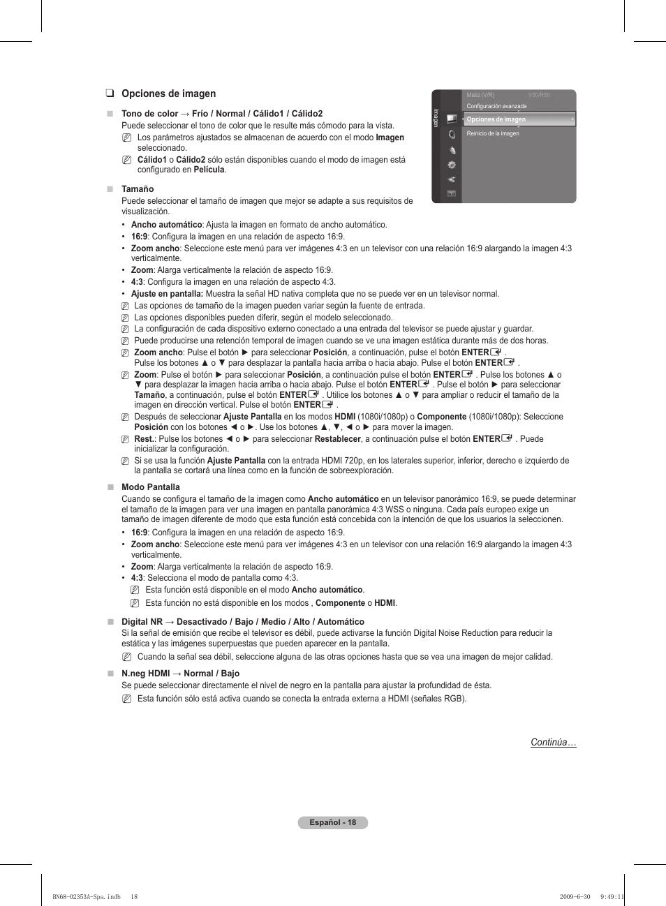 Opciones de imagen | Samsung PS50B430P2W User Manual | Page 174 / 283