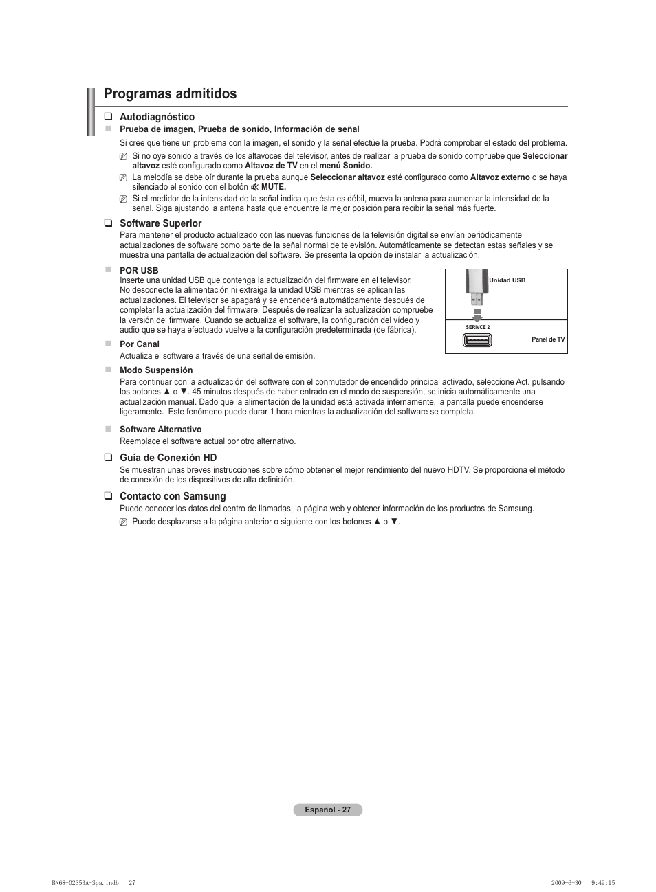 Programas admitidos | Samsung PS50B430P2W User Manual | Page 183 / 283