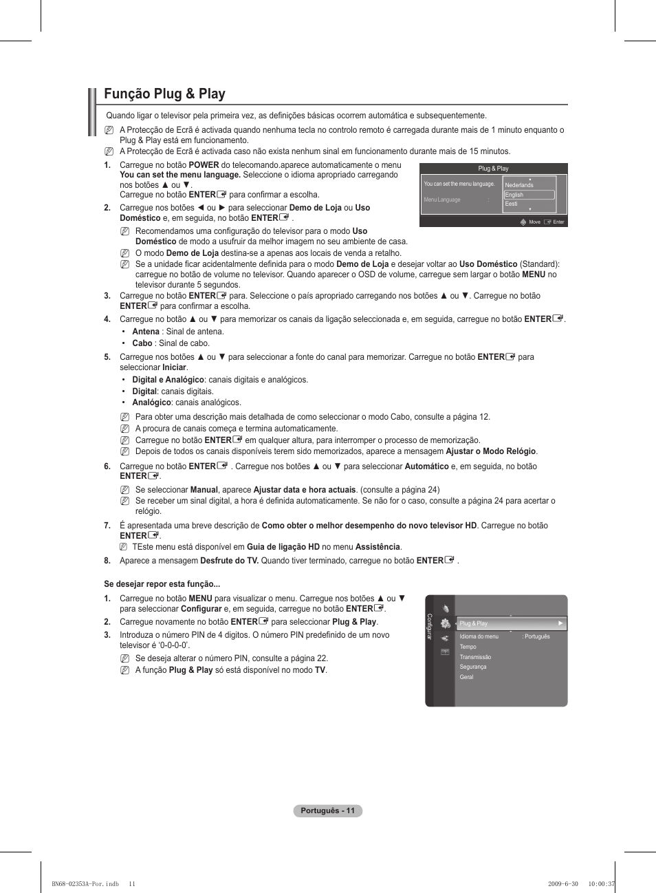 Função plug & play | Samsung PS50B430P2W User Manual | Page 198 / 283