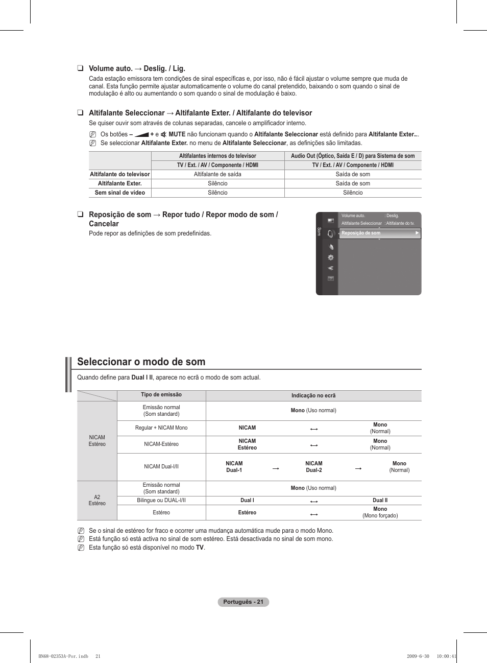Seleccionar o modo de som | Samsung PS50B430P2W User Manual | Page 208 / 283