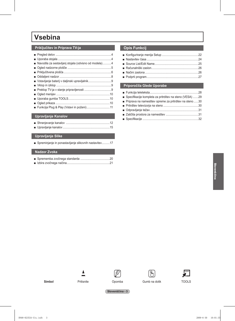 No t, Vsebina | Samsung PS50B430P2W User Manual | Page 221 / 283