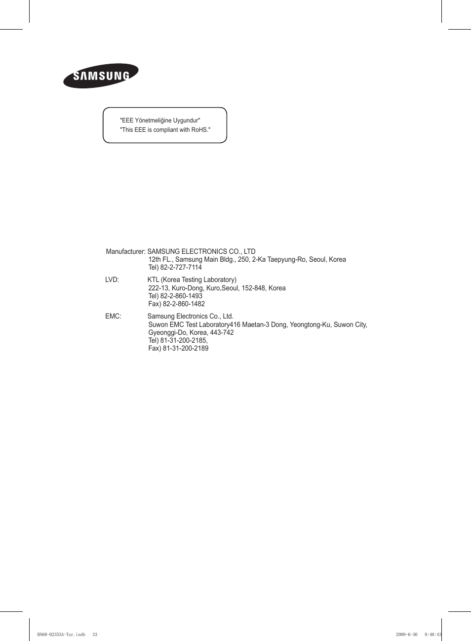 Samsung PS50B430P2W User Manual | Page 282 / 283