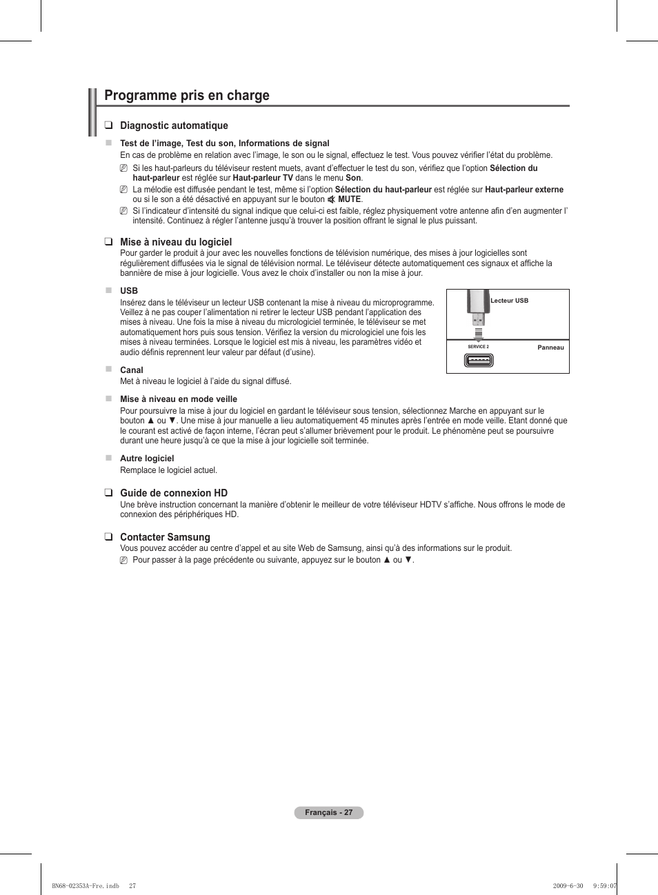 Programme pris en charge | Samsung PS50B430P2W User Manual | Page 58 / 283