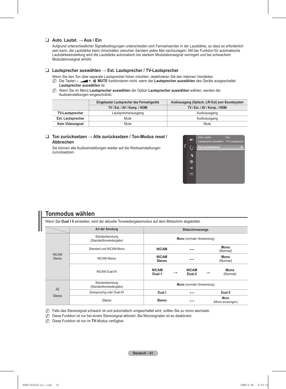 Tonmodus wählen | Samsung PS50B430P2W User Manual | Page 83 / 283