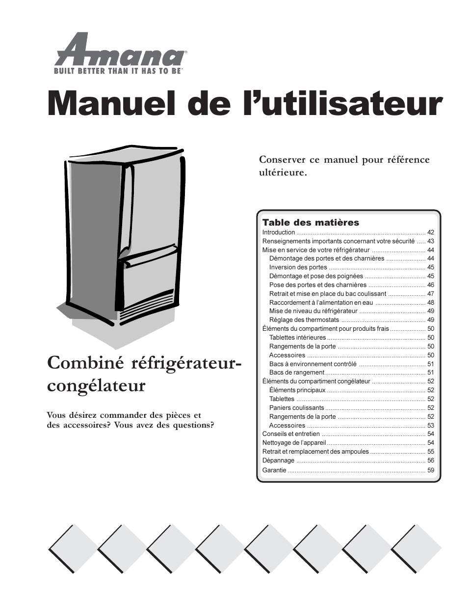 Manuel de lutilisateur, Combiné réfrigérateur- congélateur | Amana W10175445A User Manual | Page 41 / 60
