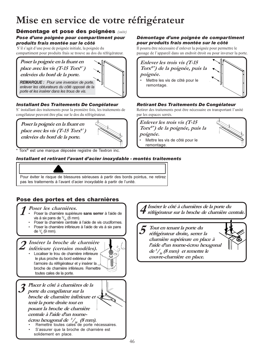 Mise en service de votre réfrigérateur, Avertissement | Amana W10175445A User Manual | Page 46 / 60