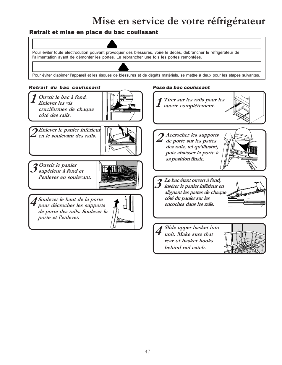 Mise en service de votre réfrigérateur | Amana W10175445A User Manual | Page 47 / 60