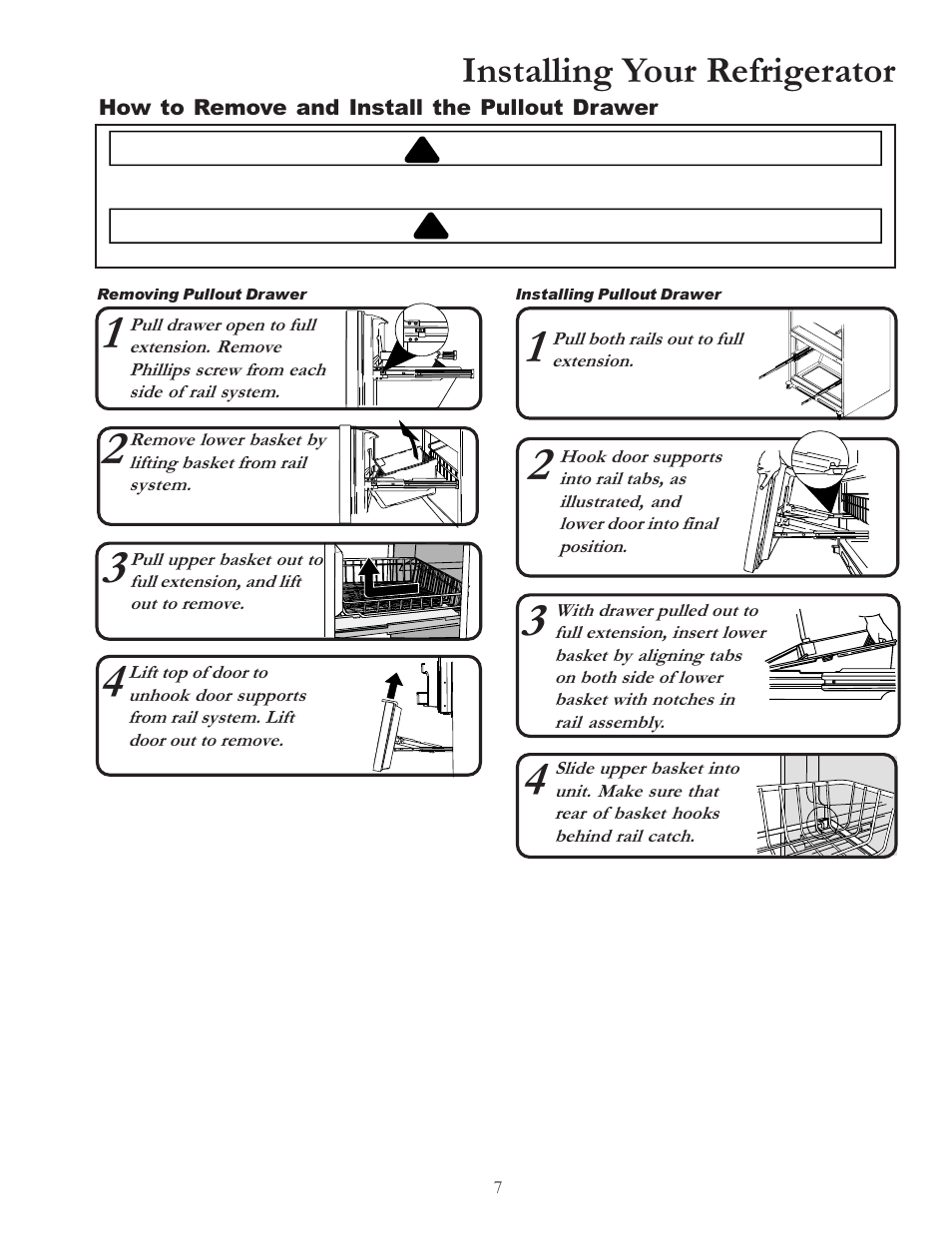 Installing your refrigerator | Amana W10175445A User Manual | Page 7 / 60
