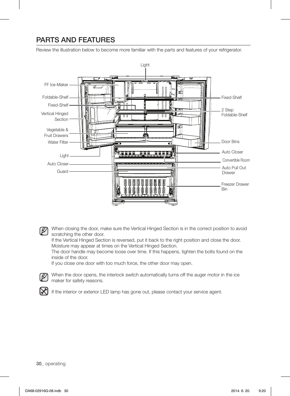 Parts and features | Samsung RF24FSEDBSR User Manual | Page 150 / 160