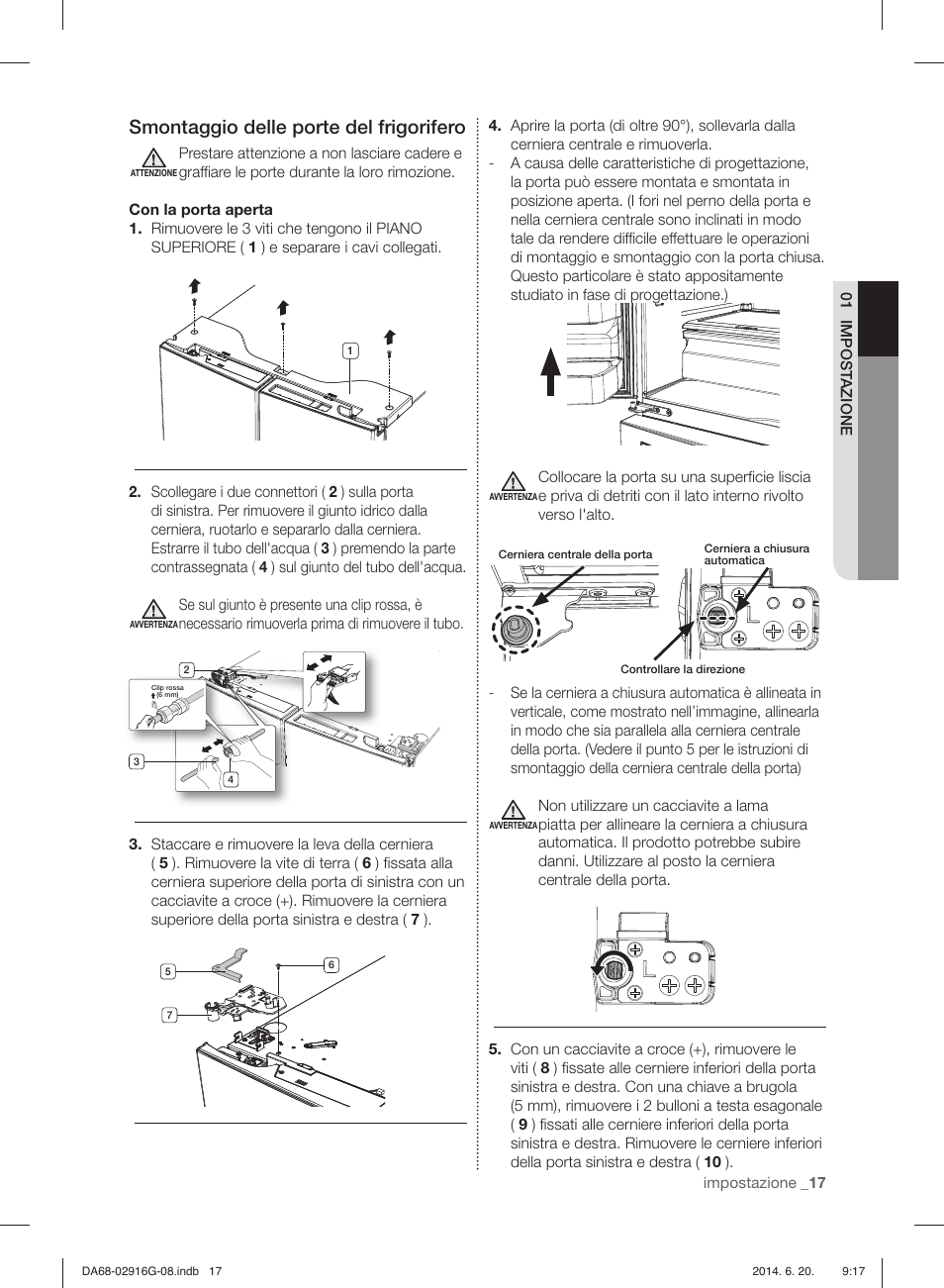 Smontaggio delle porte del frigorifero | Samsung RF24FSEDBSR User Manual | Page 17 / 160