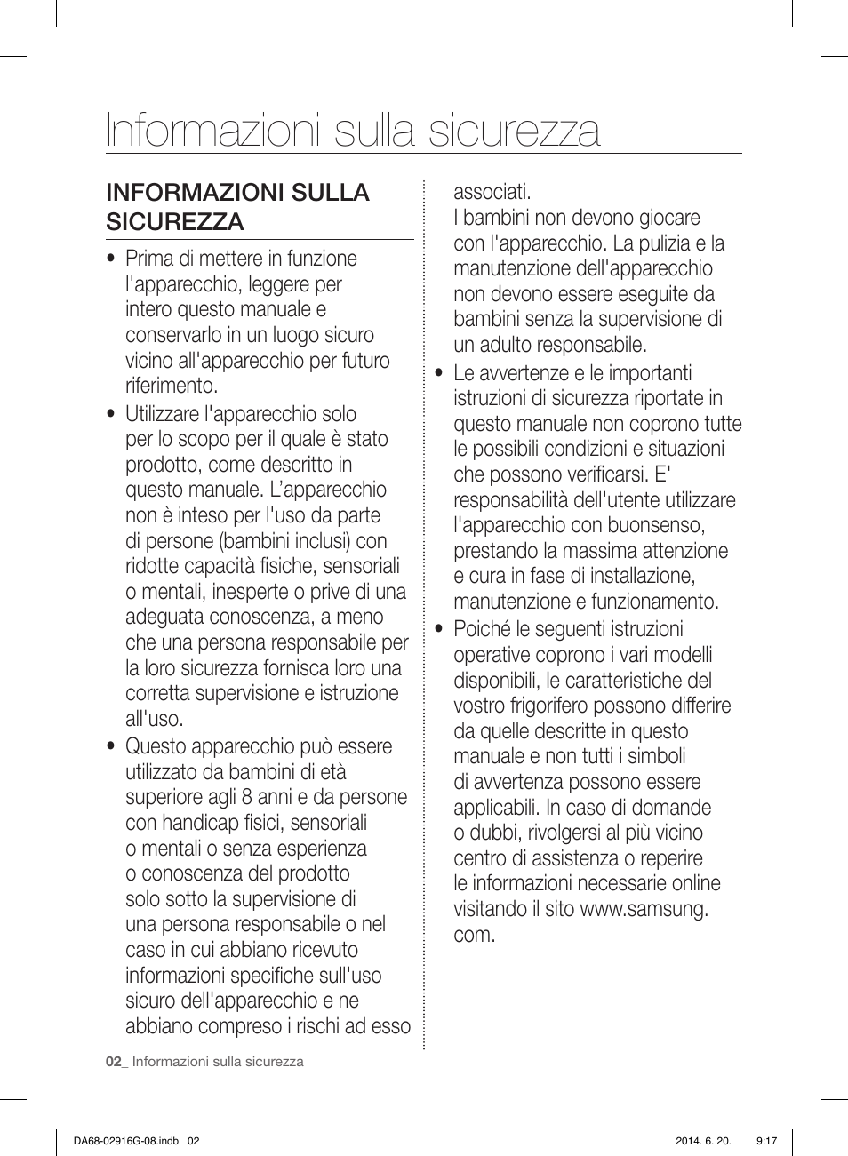 Informazioni sulla sicurezza | Samsung RF24FSEDBSR User Manual | Page 2 / 160