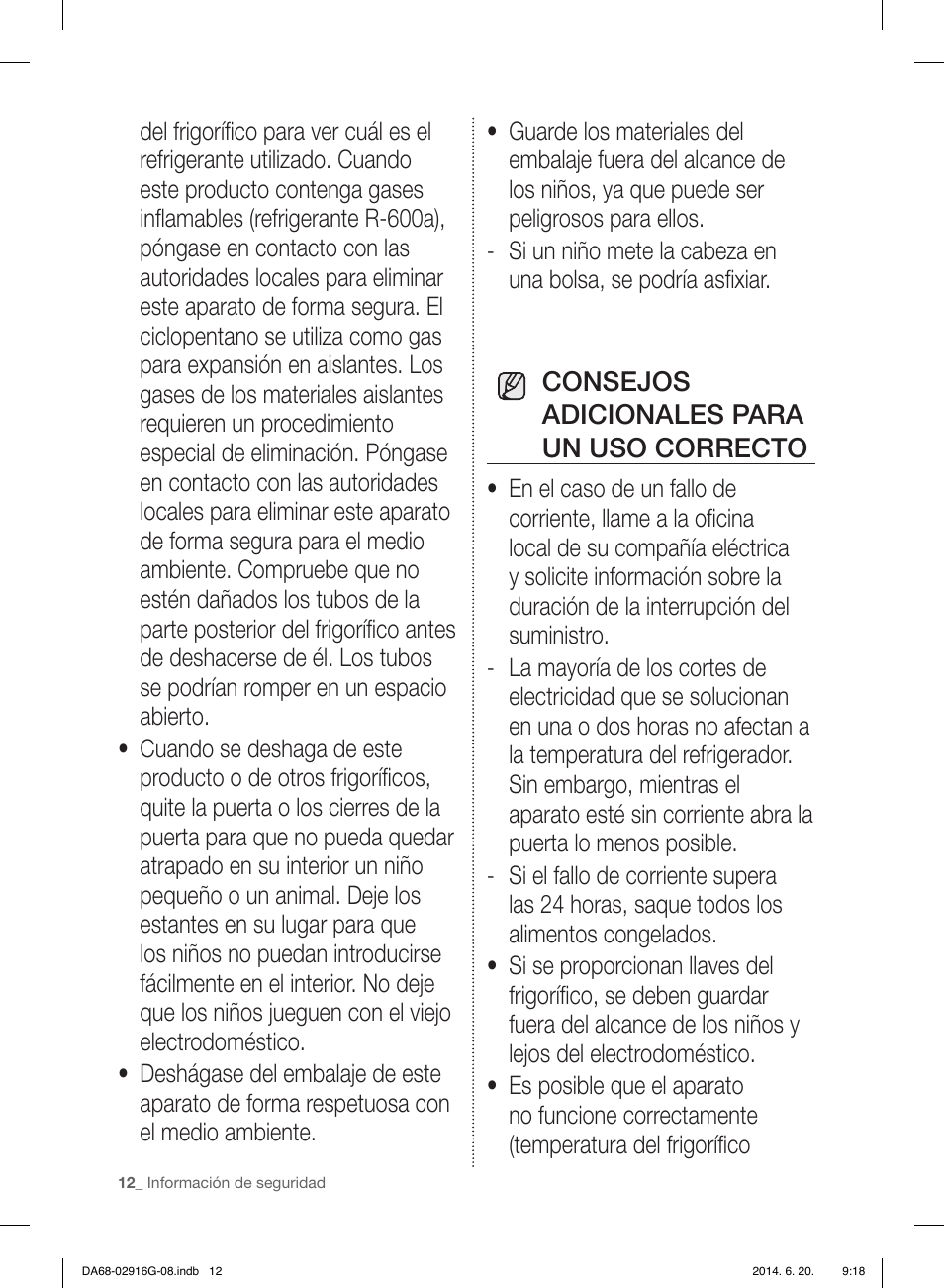 Consejos adicionales para un uso correcto | Samsung RF24FSEDBSR User Manual | Page 52 / 160