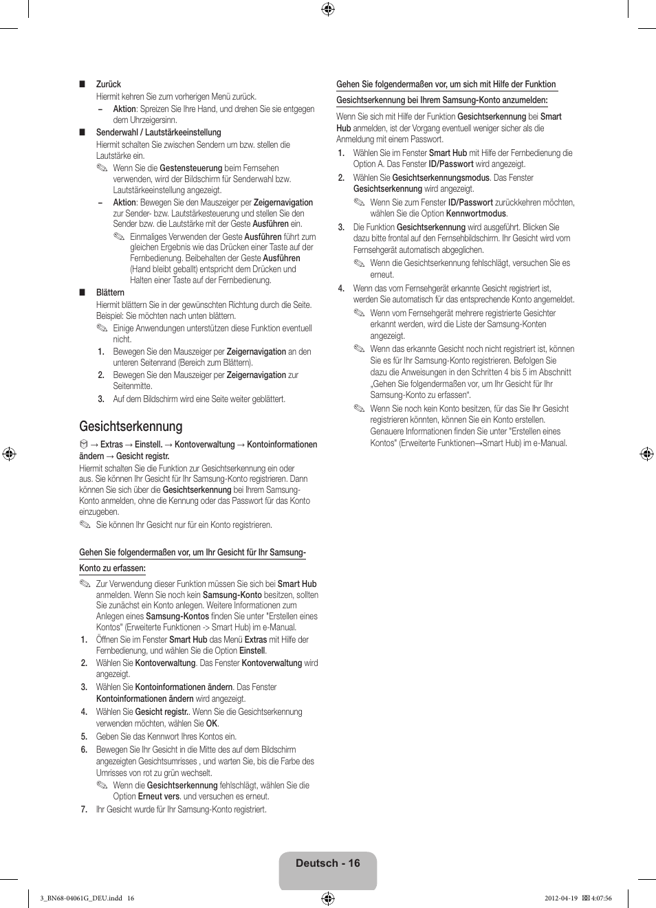 Gesichtserkennung | Samsung UE46ES8000Q User Manual | Page 63 / 71