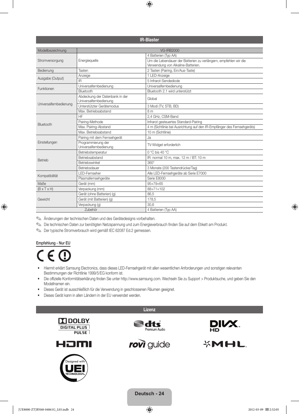 Samsung UE46ES8000Q User Manual | Page 71 / 71