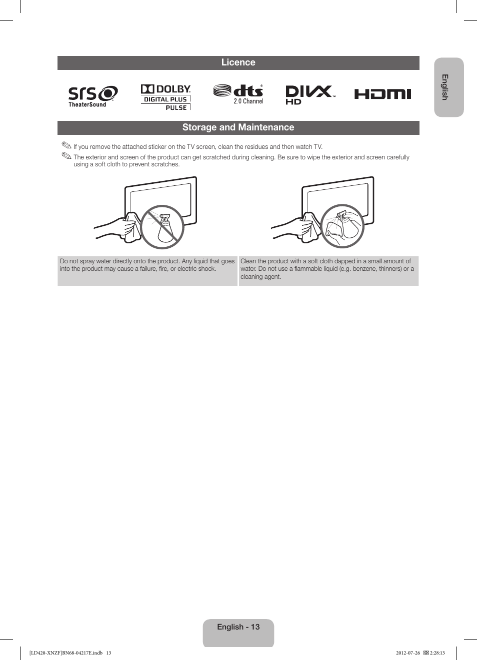Samsung PS51E530A3W User Manual | Page 13 / 49
