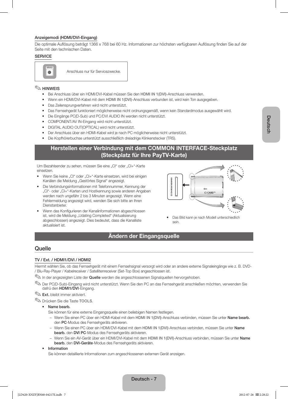 Ändern der eingangsquelle quelle | Samsung PS51E530A3W User Manual | Page 31 / 49