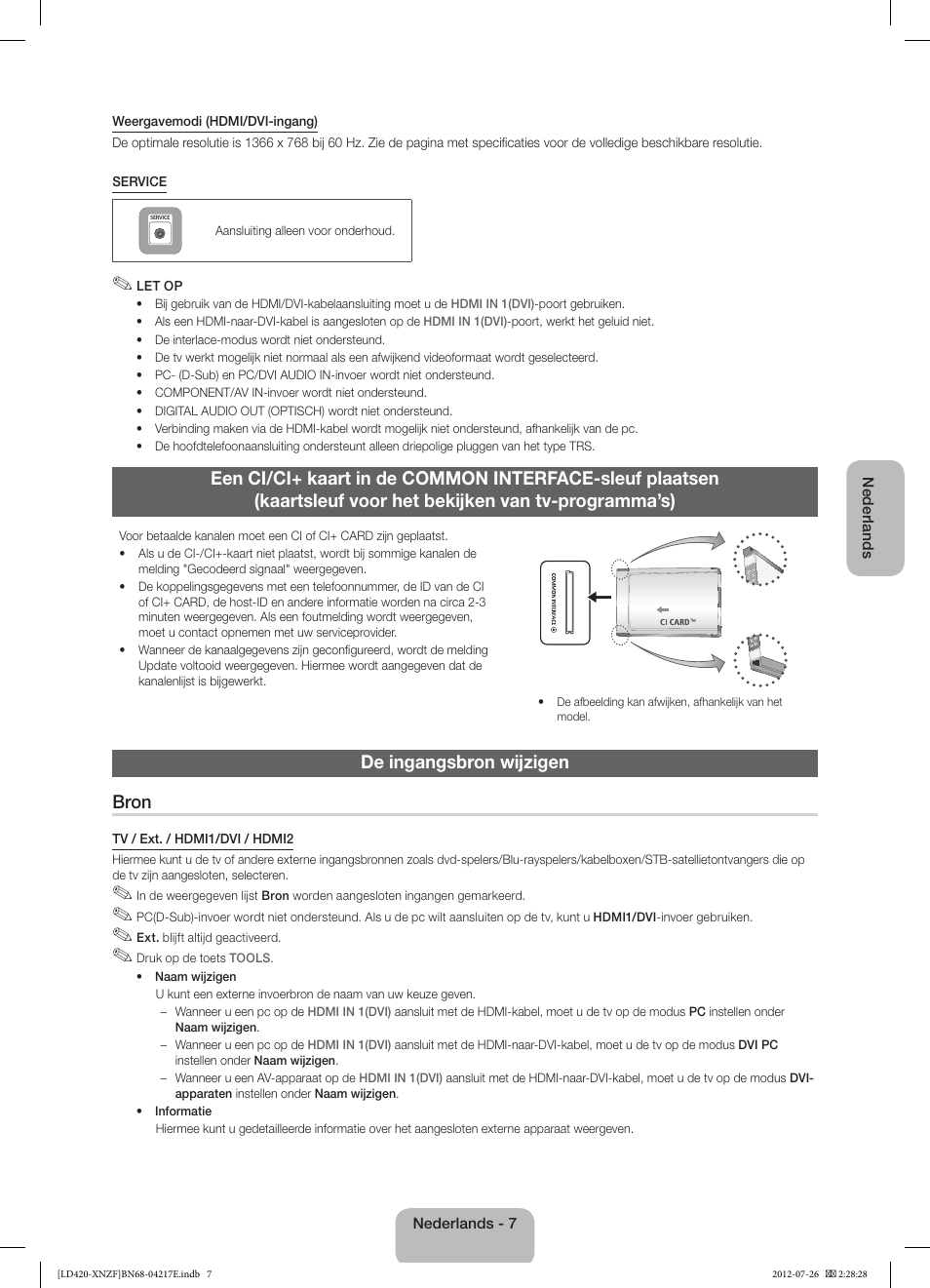 De ingangsbron wijzigen bron | Samsung PS51E530A3W User Manual | Page 43 / 49