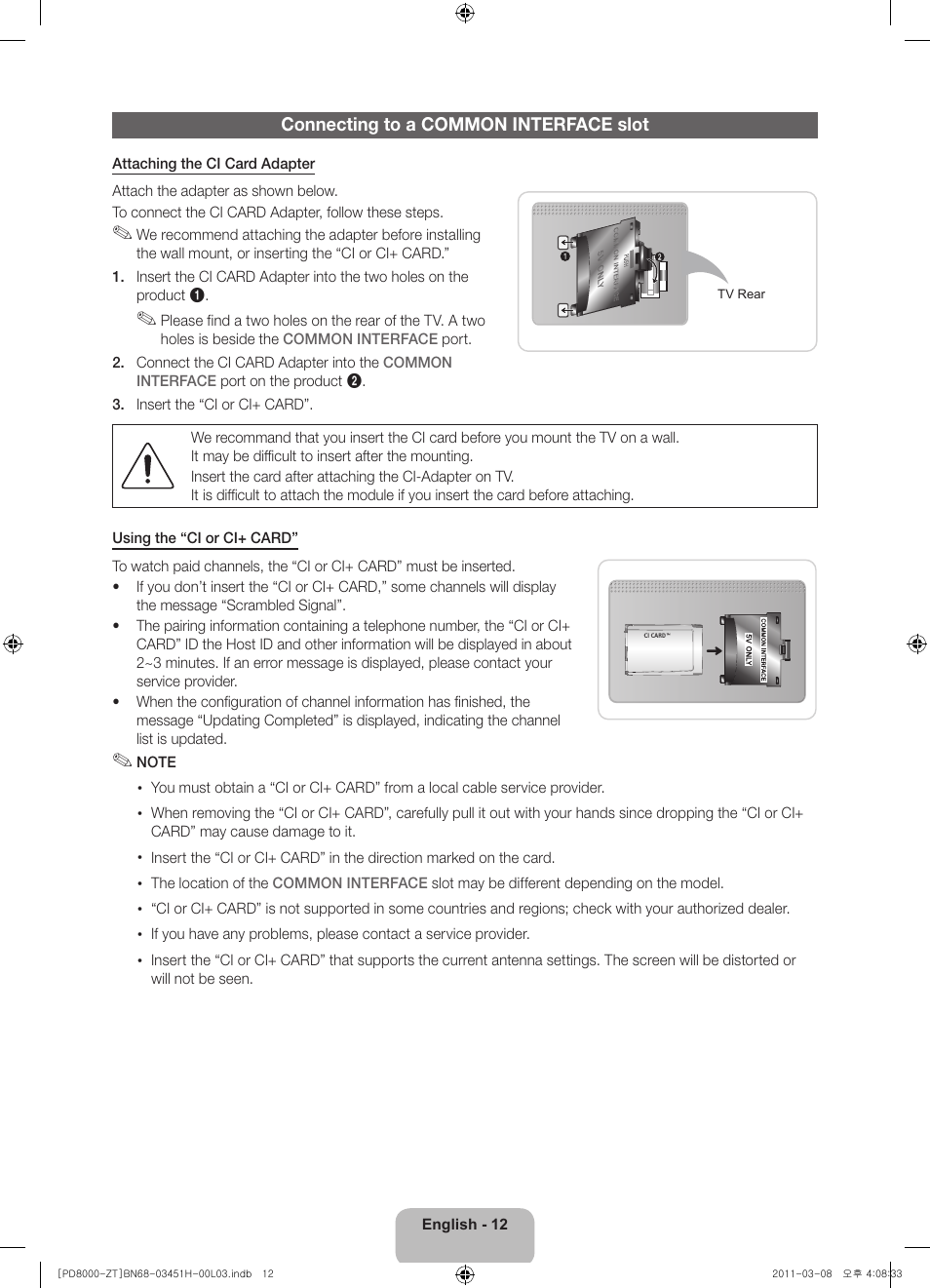 Samsung PS64D8000FQ User Manual | Page 12 / 60