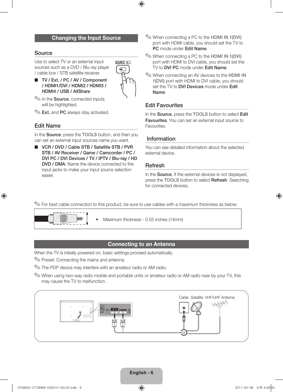 Samsung PS64D8000FQ User Manual | Page 6 / 60