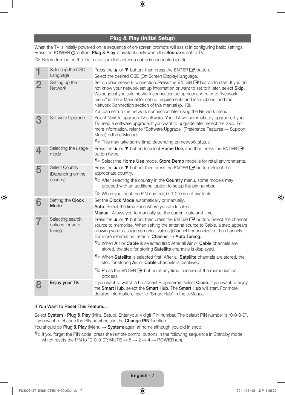 Samsung PS64D8000FQ User Manual | Page 7 / 60