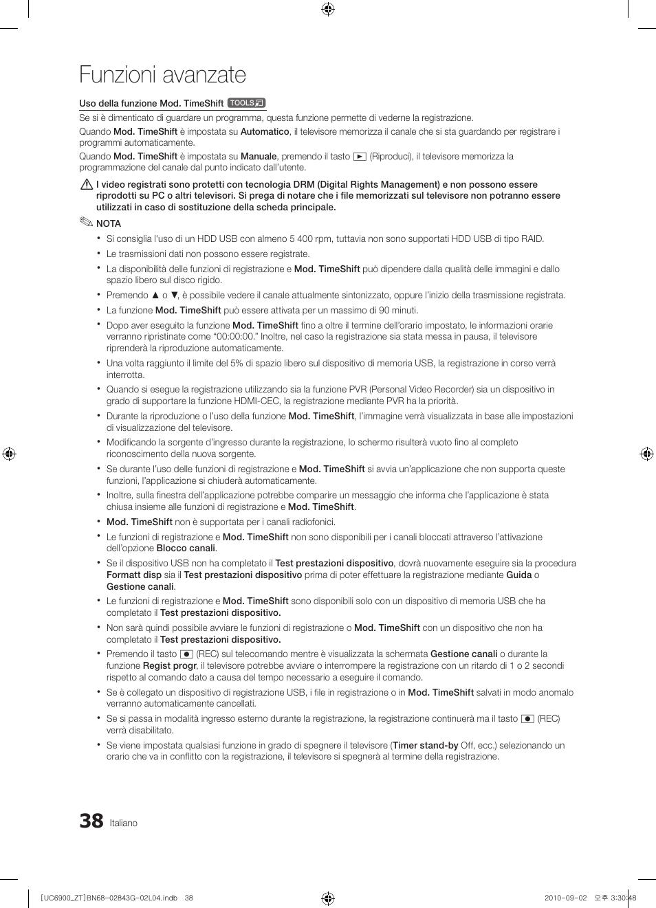 Funzioni avanzate | Samsung UE46C6900VQ User Manual | Page 100 / 186