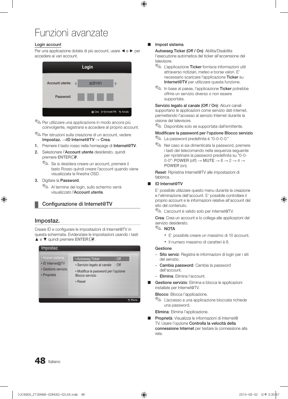 Funzioni avanzate, Impostaz | Samsung UE46C6900VQ User Manual | Page 110 / 186