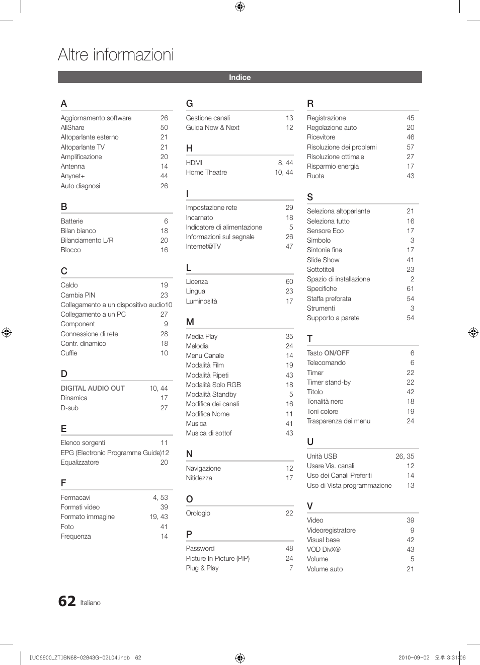 Altre informazioni | Samsung UE46C6900VQ User Manual | Page 124 / 186