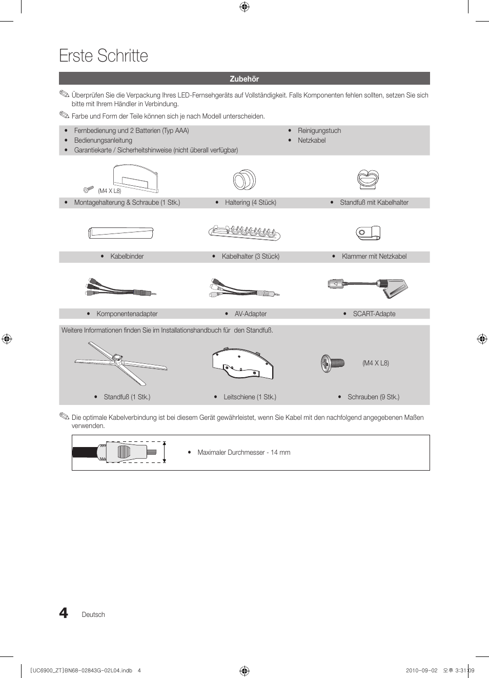 Erste schritte | Samsung UE46C6900VQ User Manual | Page 128 / 186