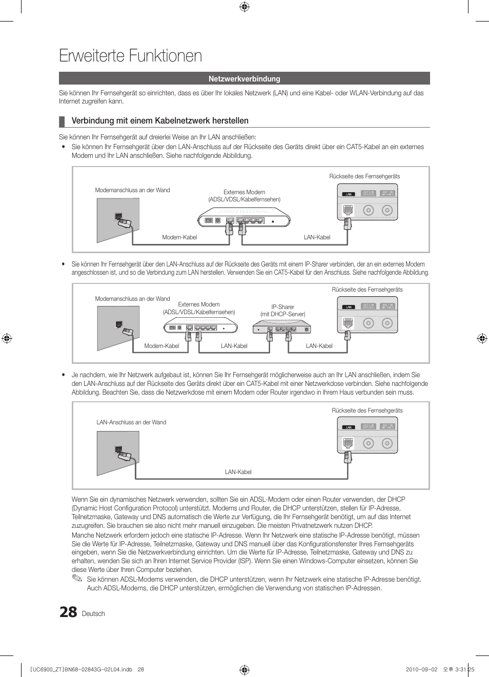 Erweiterte funktionen | Samsung UE46C6900VQ User Manual | Page 152 / 186