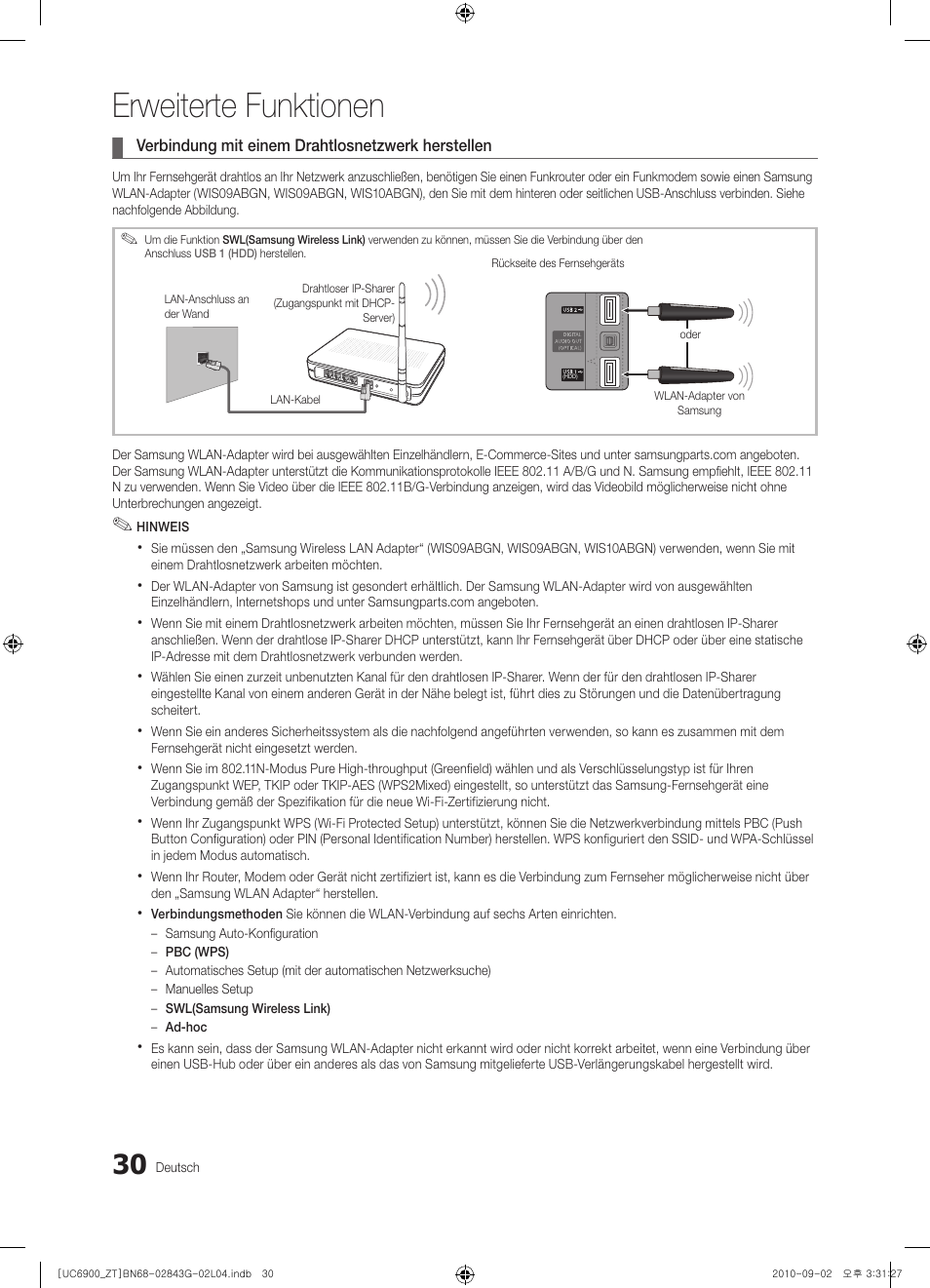 Erweiterte funktionen | Samsung UE46C6900VQ User Manual | Page 154 / 186
