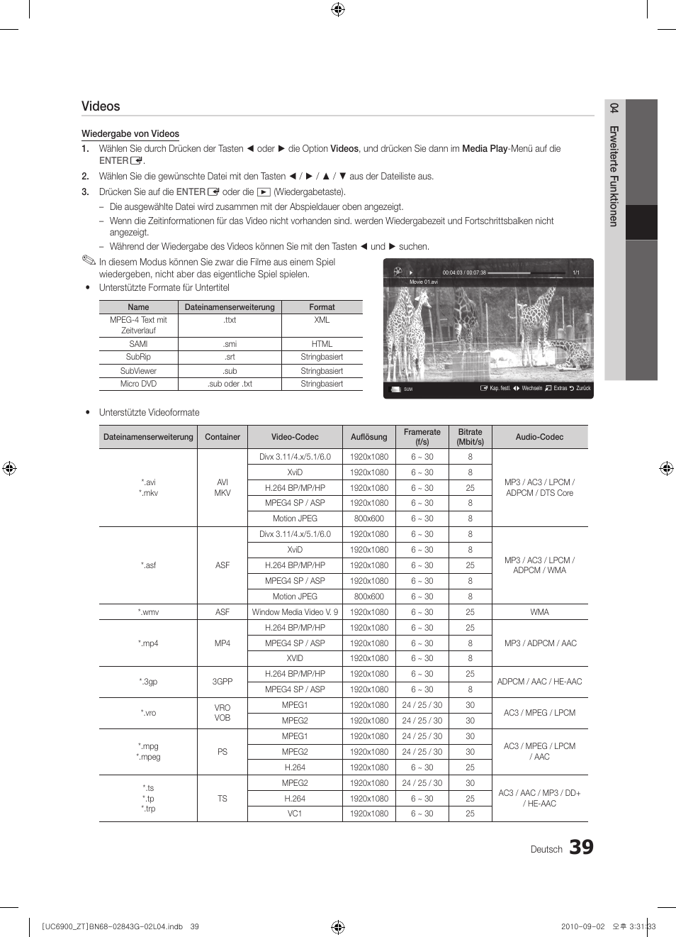 Videos | Samsung UE46C6900VQ User Manual | Page 163 / 186