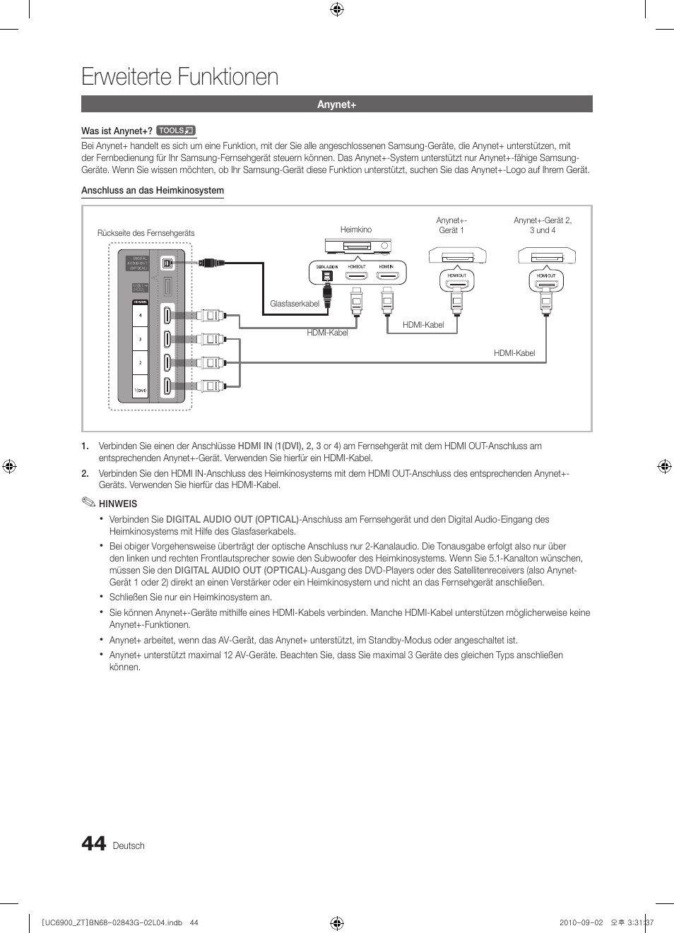 Erweiterte funktionen | Samsung UE46C6900VQ User Manual | Page 168 / 186