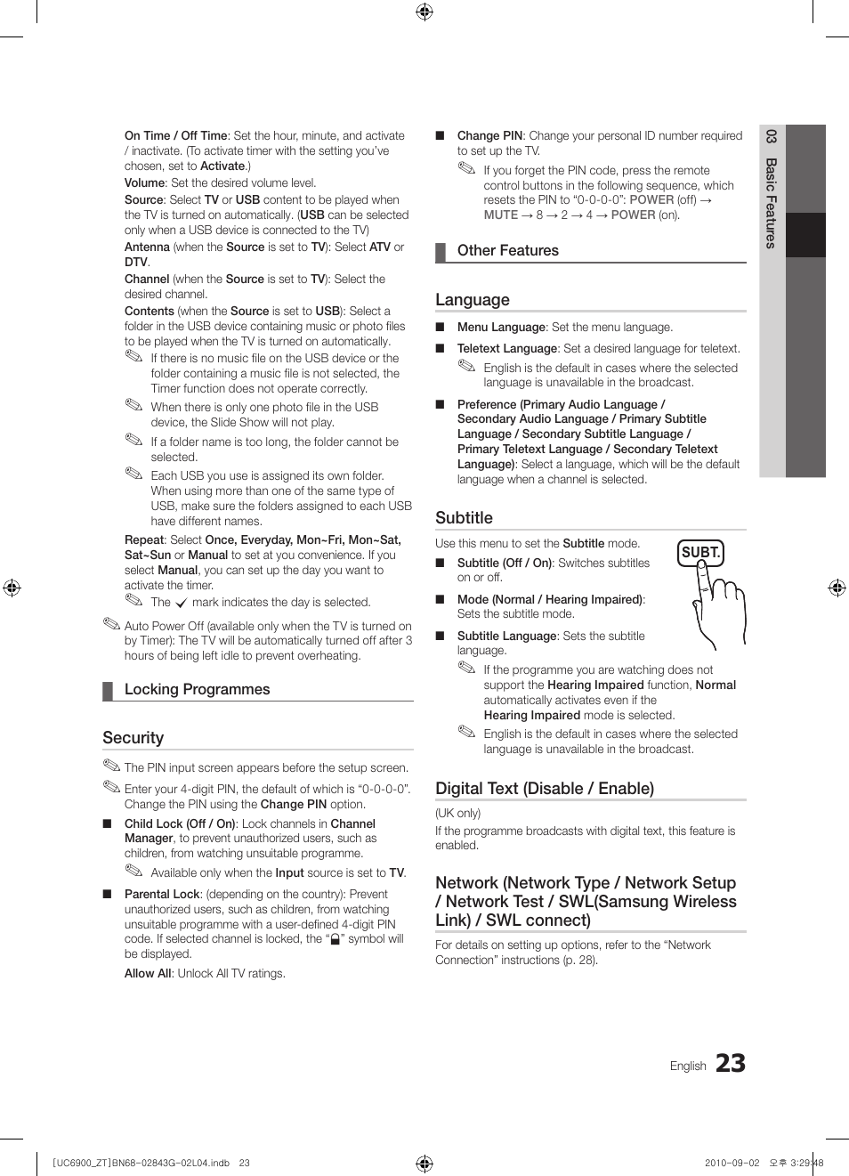 Samsung UE46C6900VQ User Manual | Page 23 / 186